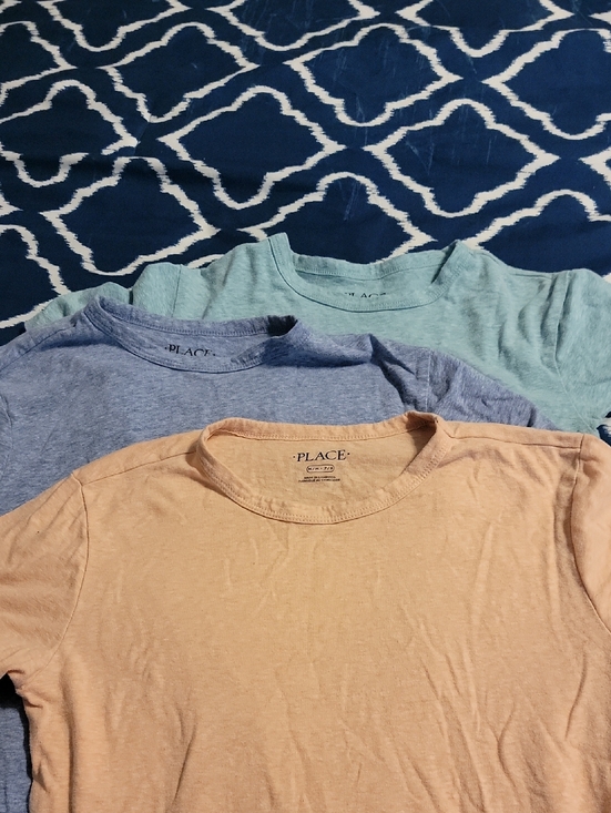 The Children's Place Other - Childrens Place 3-Pack Solid Tees - Peach, Heather Blue, Mint